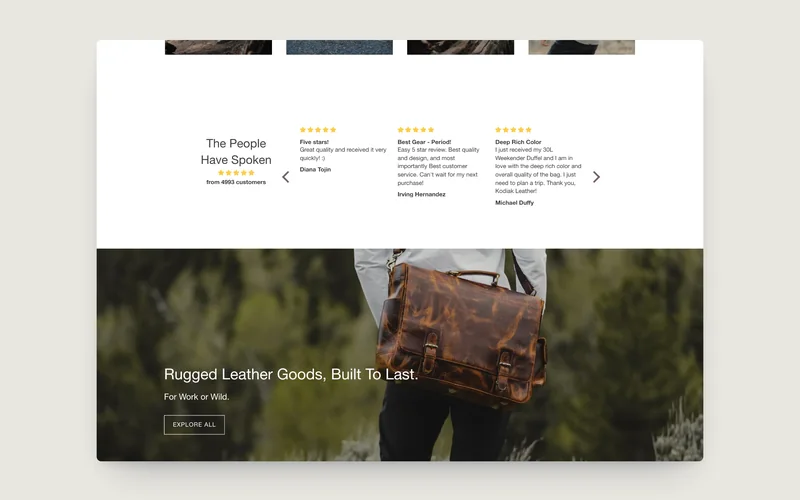 Kodiak Leather custom Shopify theme