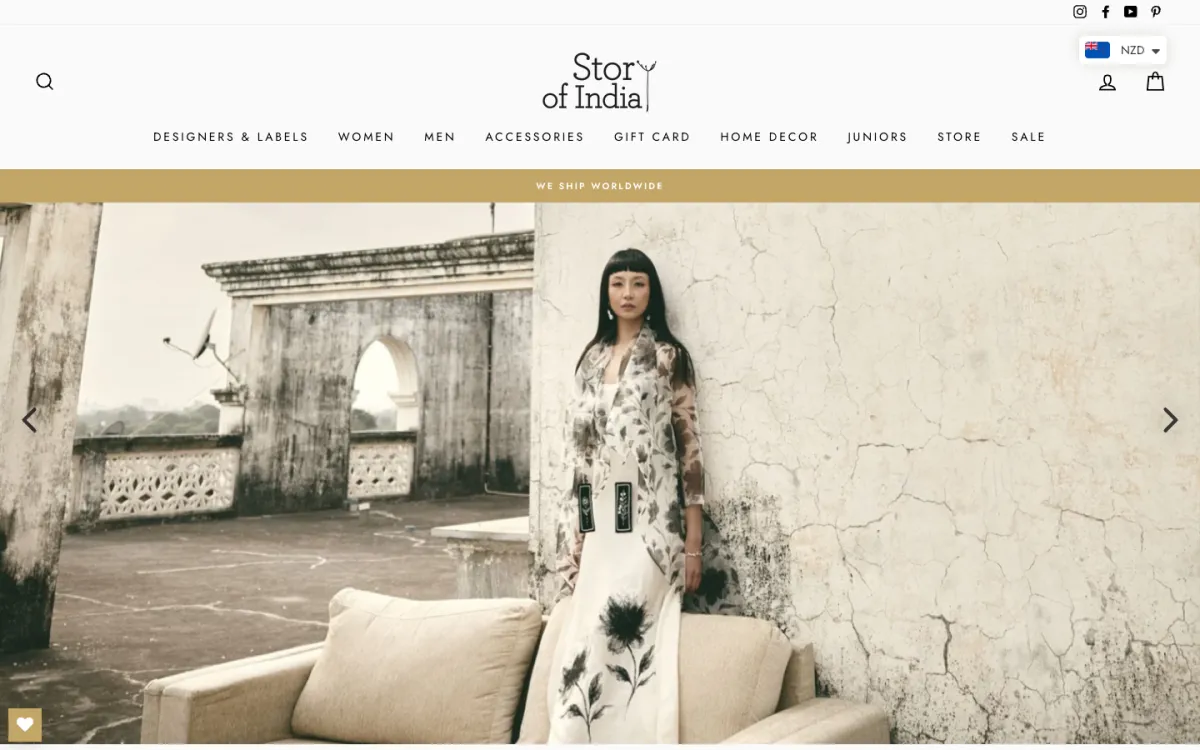 Story of India Shopify store built by Tripster Developers