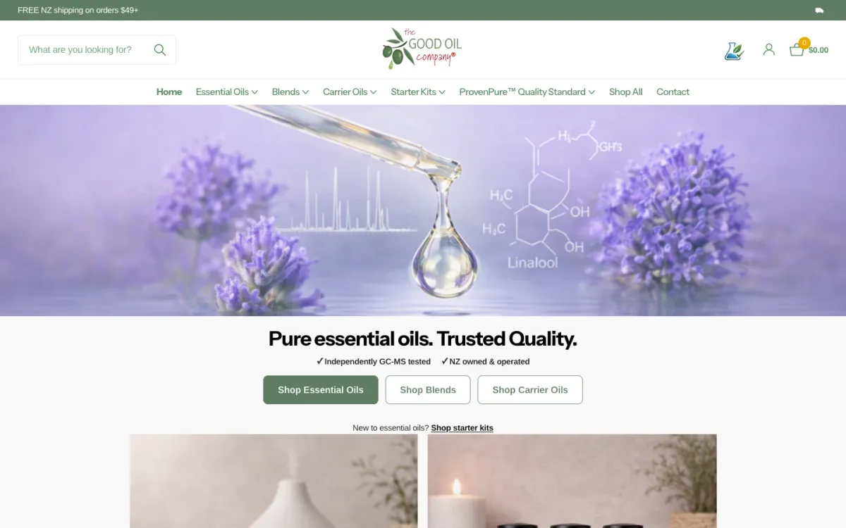 The Good Oil Company Shopify store built by Tripster Developers