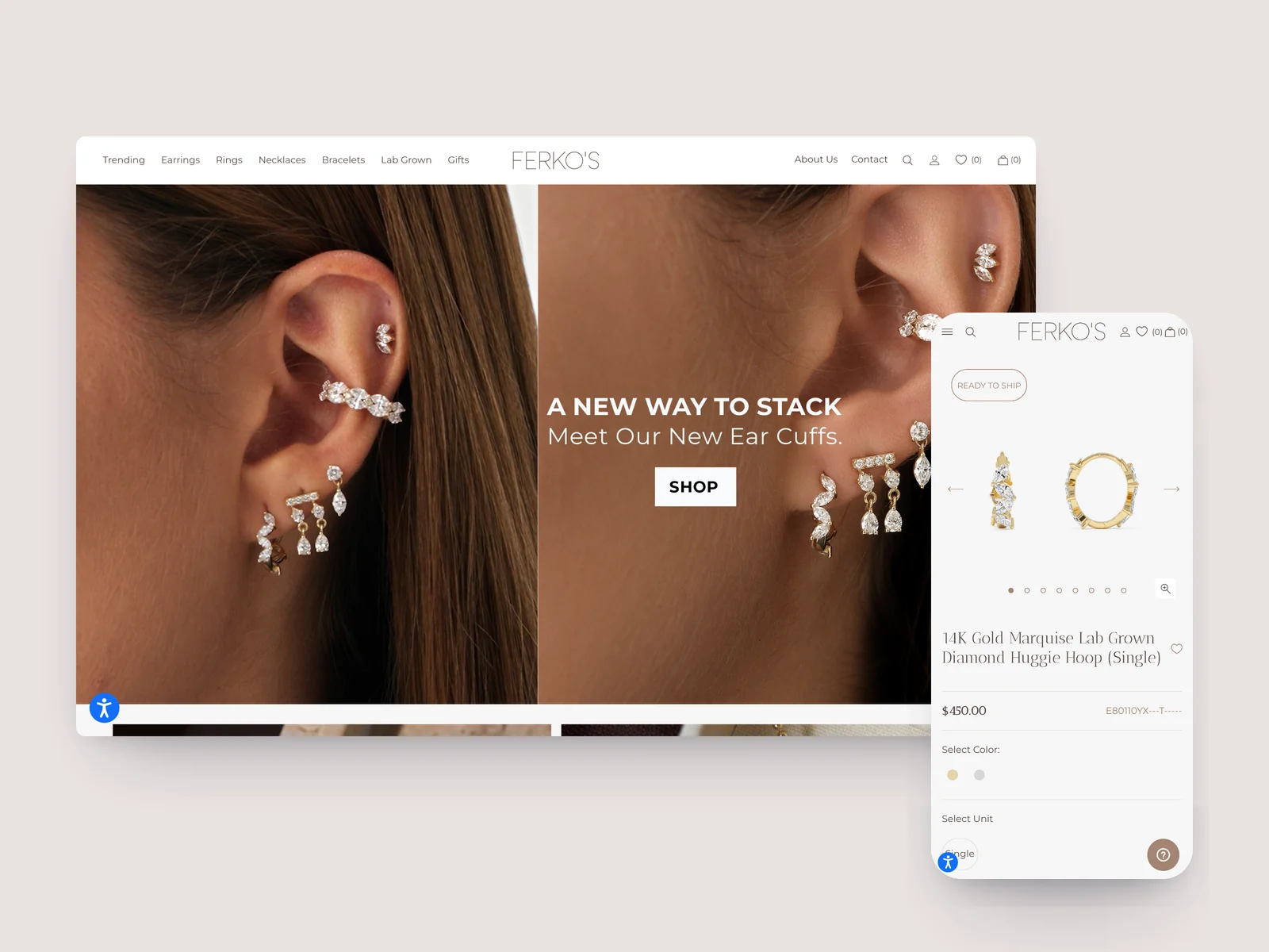 Ferkos Fine Jewelry Shopify storefront by Tripster Developers